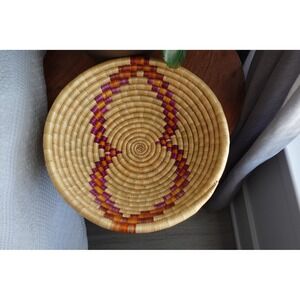 Large vintage hand-woven coil basket wall art‎ gallery Boho chic decorative
